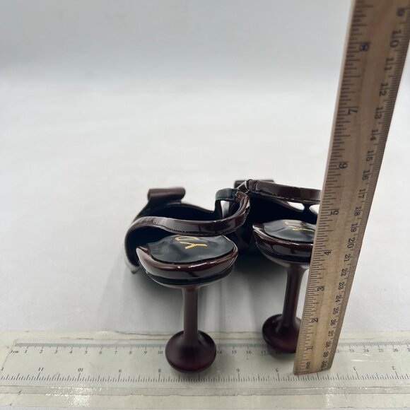 YDN Brown Studded Pumps Pointed Toe Slingback Chunky Heels Slip On Shoes Party - Picture 5 of 8